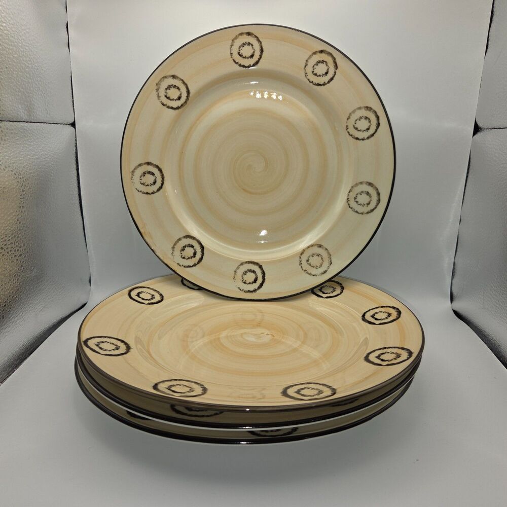 Montgomery Ward Taos Circles Cream Swirl Dinner Plate set of 4 (Discontinued)
